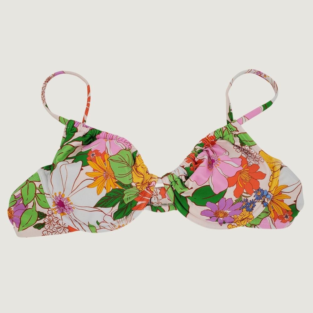 Cupshe Floral Underwire Bikini Swim Top Large Multicolor Padded Adjustable Strap